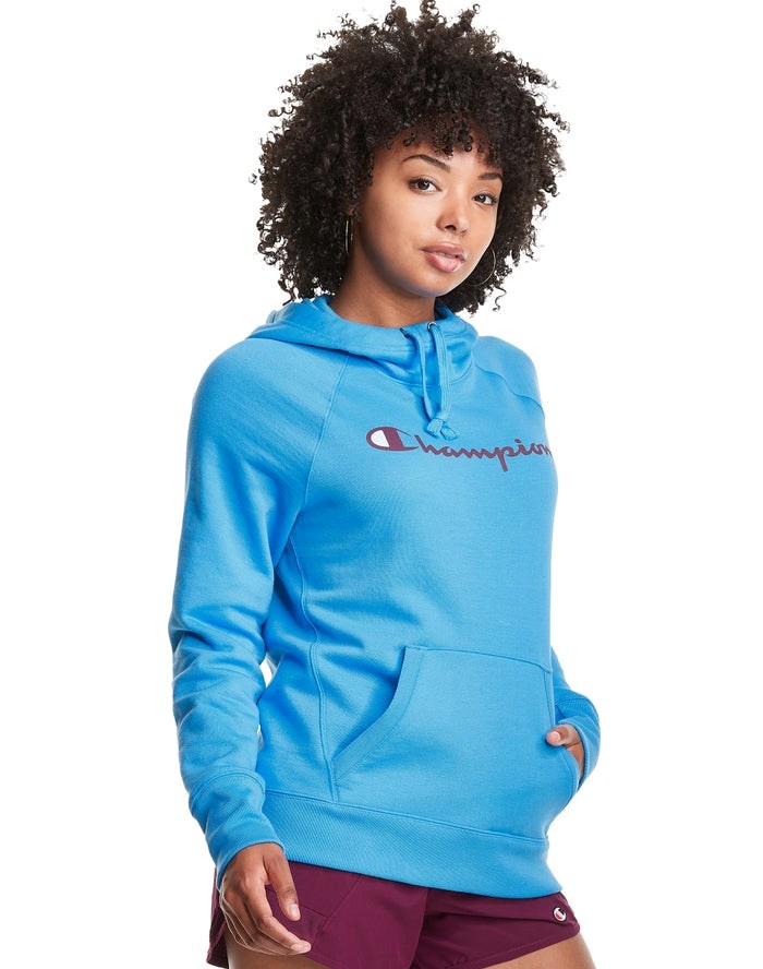 Champion Powerblend Fleece Script Logo Jacka Dam Blå | 2376509-PV