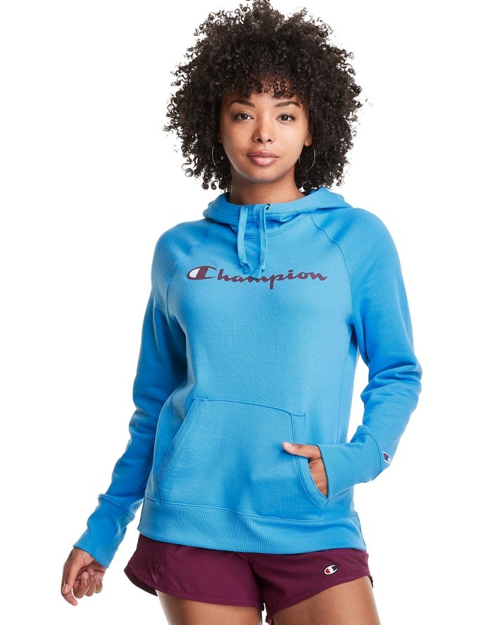 Champion Powerblend Fleece Script Logo Jacka Dam Blå | 2376509-PV