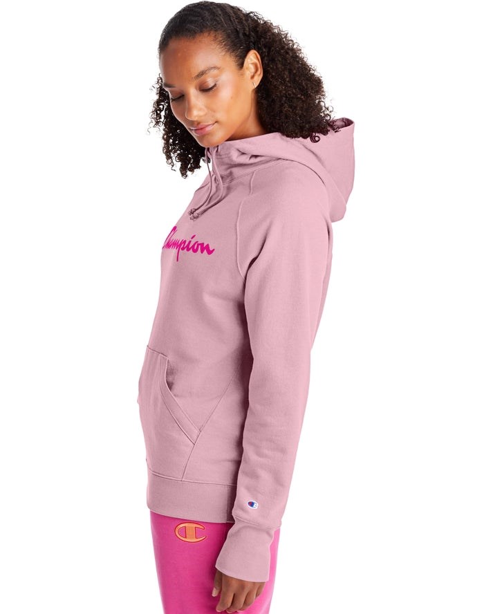 Champion Powerblend Fleece Script Logo Jacka Dam Rosa | 5983162-GF