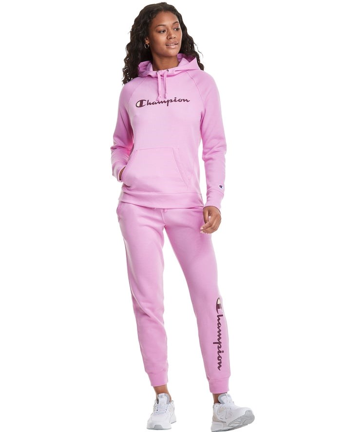 Champion Powerblend Fleece Script Logo Jacka Dam Rosa | 7358092-CD