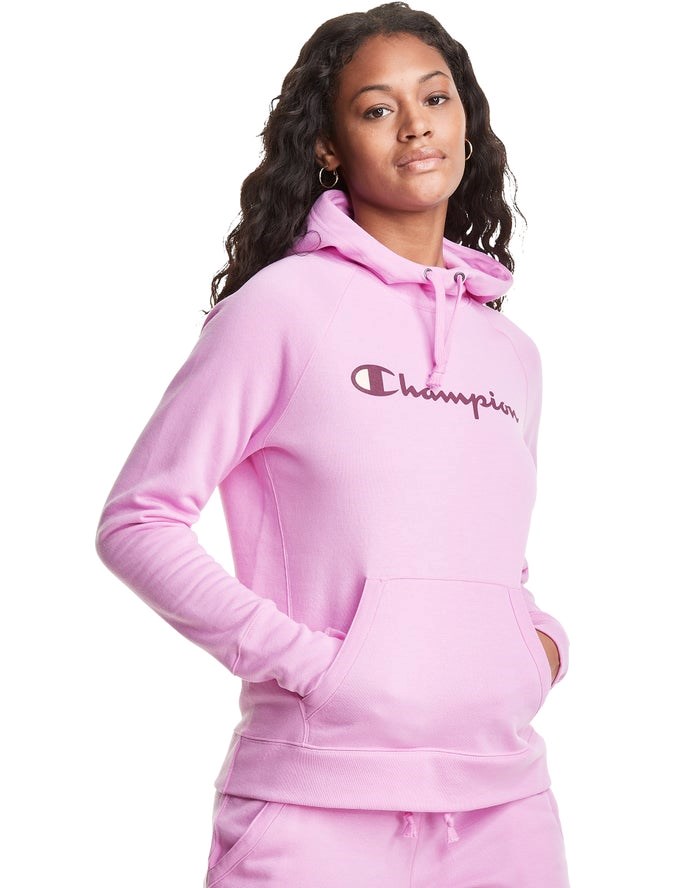 Champion Powerblend Fleece Script Logo Jacka Dam Rosa | 7358092-CD