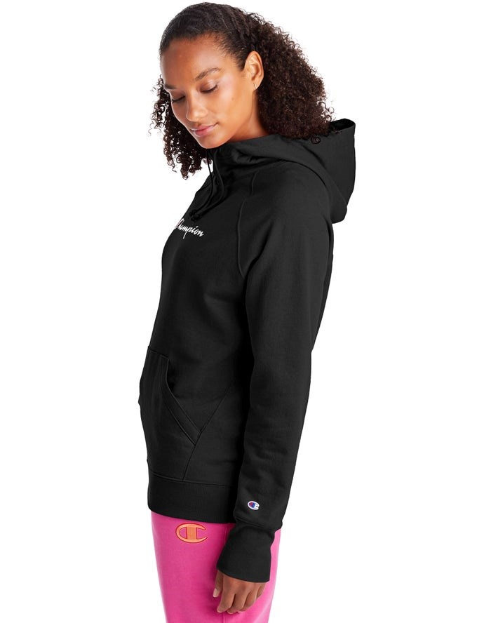 Champion Powerblend Fleece Script Logo Jacka Dam Svarta | 7832415-MO