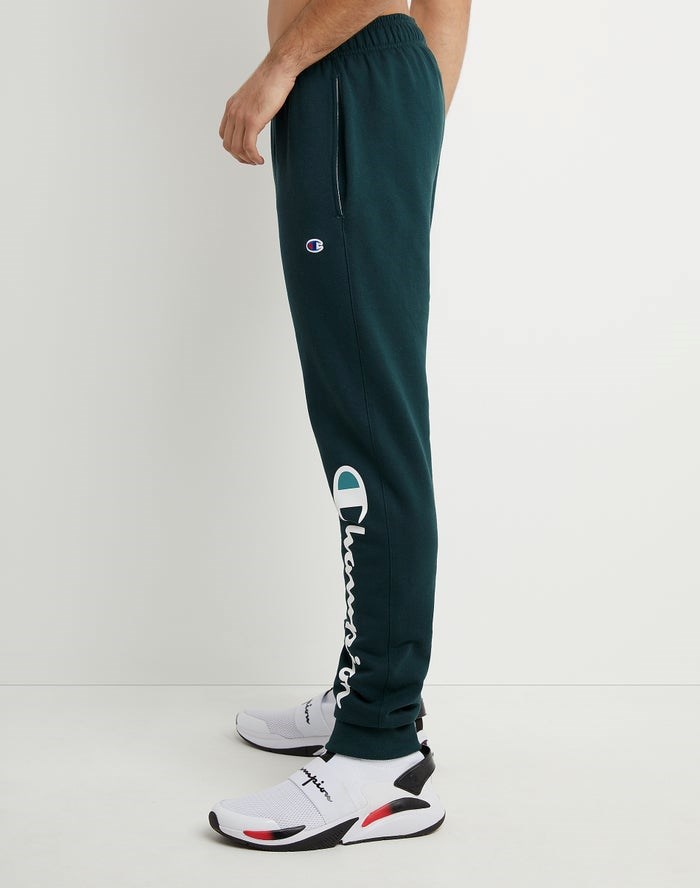 Champion Powerblend Fleece Script Logo Sweatpants Herr Gröna | 3102846-DI