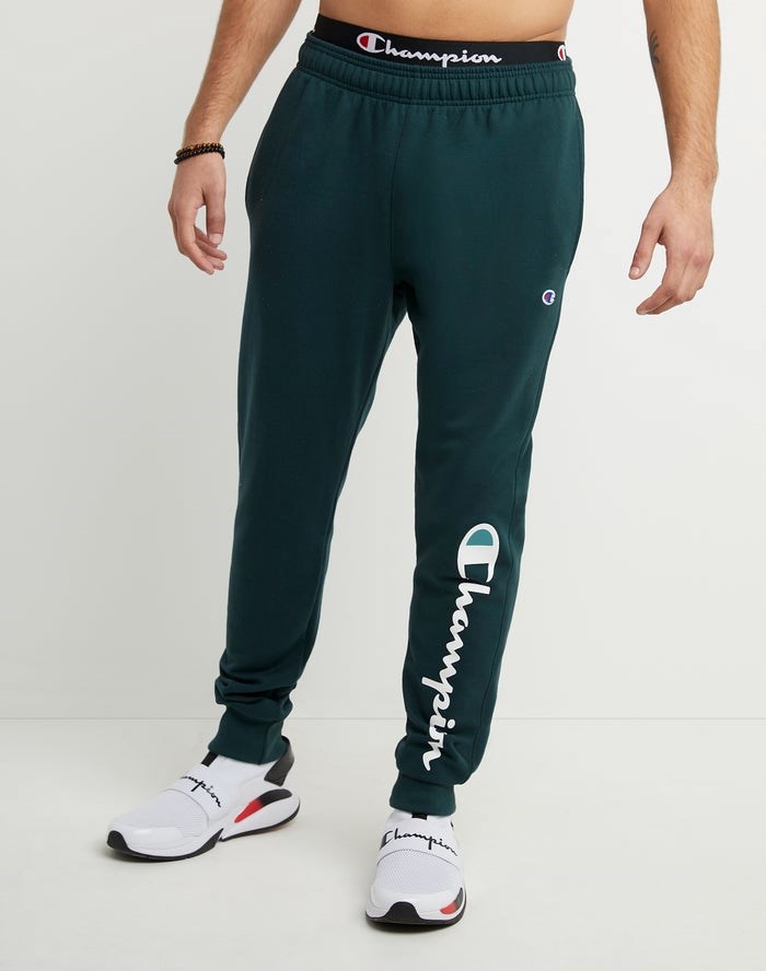 Champion Powerblend Fleece Script Logo Sweatpants Herr Gröna | 3102846-DI