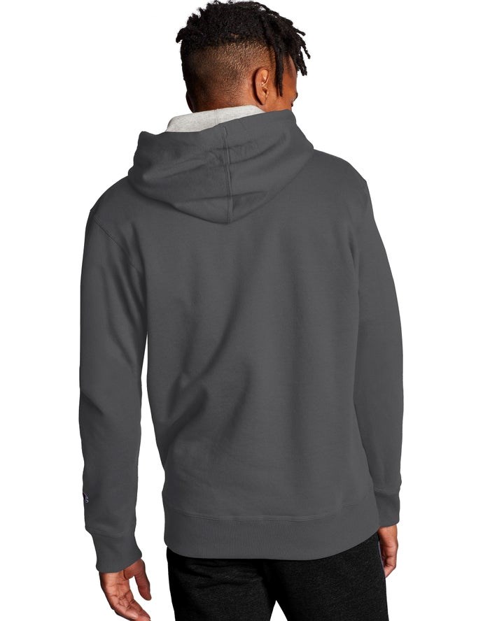 Champion Powerblend Script Logo Hoodie Herr Mörkgrå | 8079341-YH