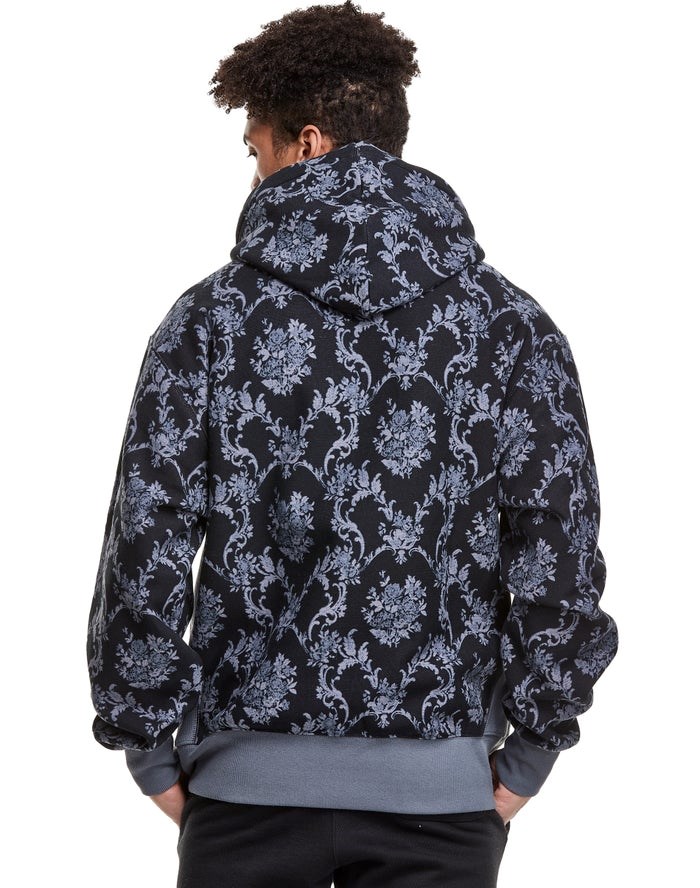 Champion Reverse Weave All Over Print Hoodie Herr Grå Svarta | 1056934-ZE