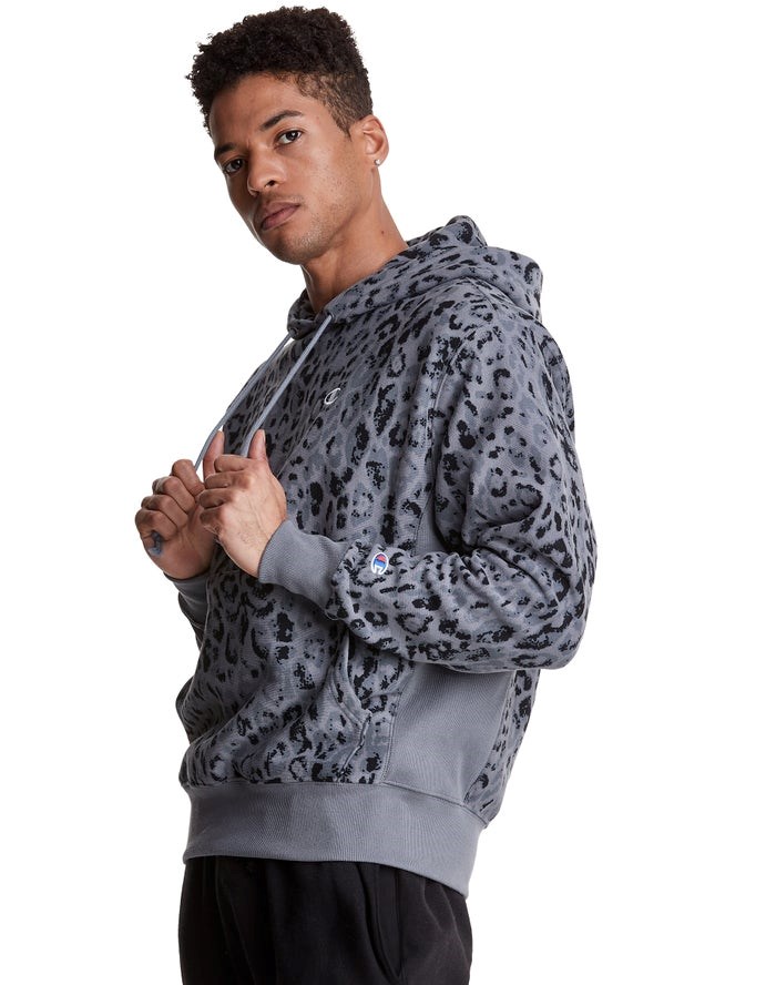 Champion Reverse Weave All Over Print Hoodie Herr Mörkgrå | 2390174-IK