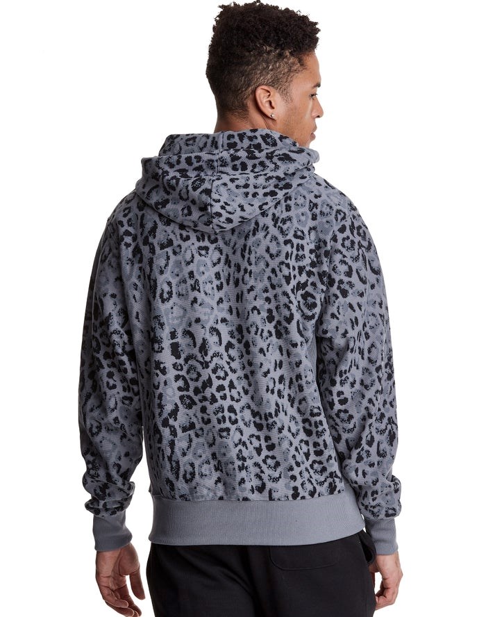 Champion Reverse Weave All Over Print Hoodie Herr Mörkgrå | 2390174-IK