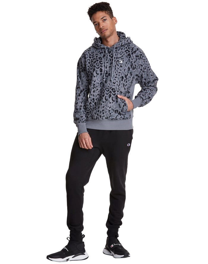 Champion Reverse Weave All Over Print Hoodie Herr Mörkgrå | 2390174-IK