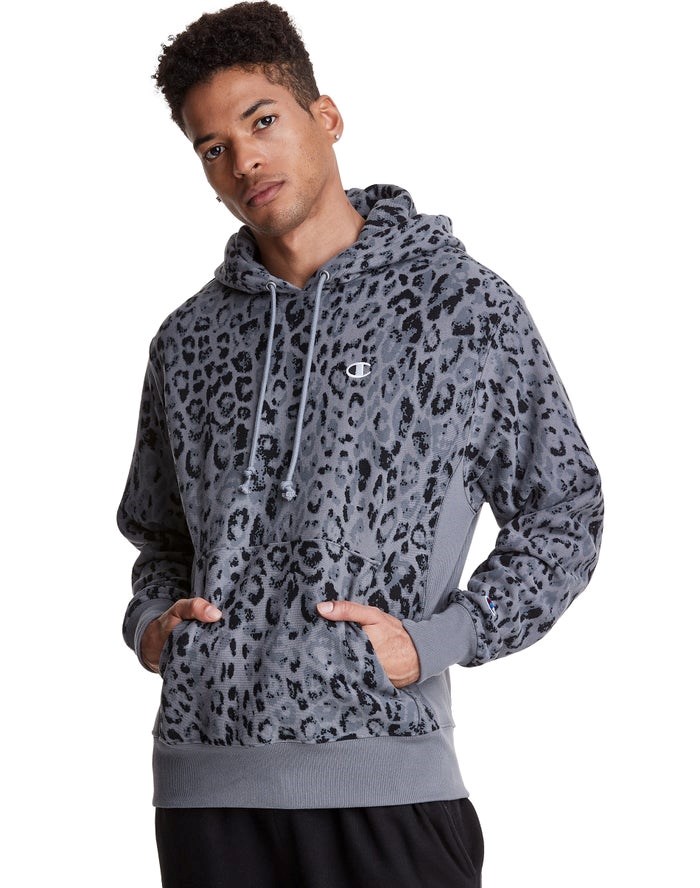 Champion Reverse Weave All Over Print Hoodie Herr Mörkgrå | 2390174-IK