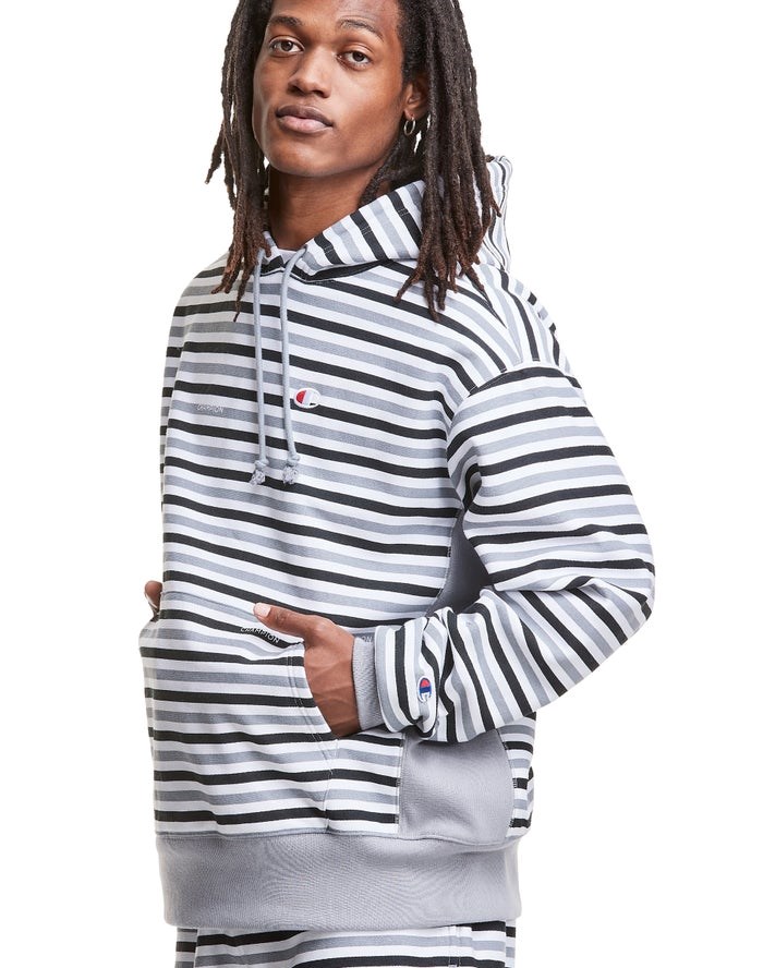 Champion Reverse Weave All Over Print Hoodie Herr Svarta Grå Vita | 7651893-ZO