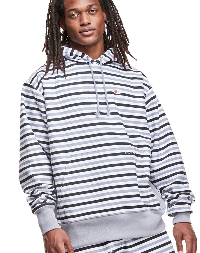 Champion Reverse Weave All Over Print Hoodie Herr Svarta Grå Vita | 7651893-ZO