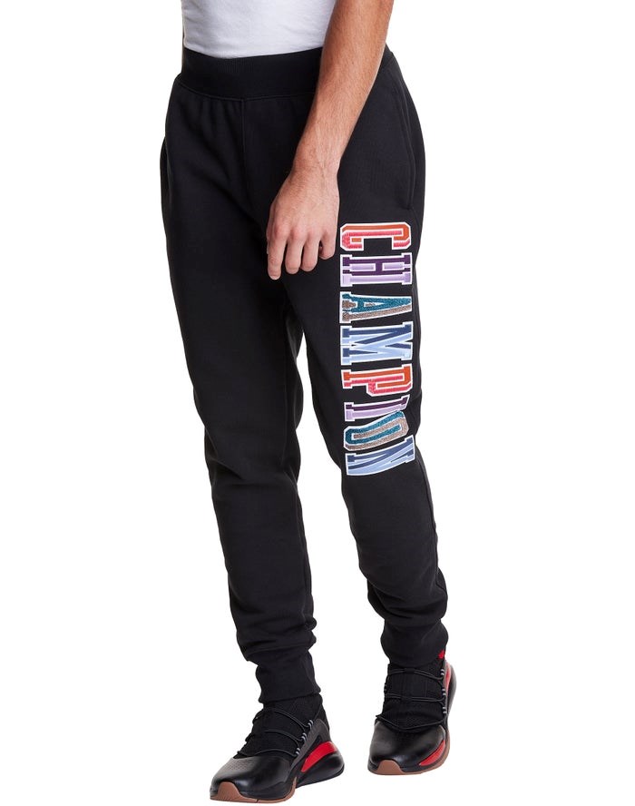 Champion Reverse Weave Applique Logo Sweatpants Herr Svarta | 1607358-GF