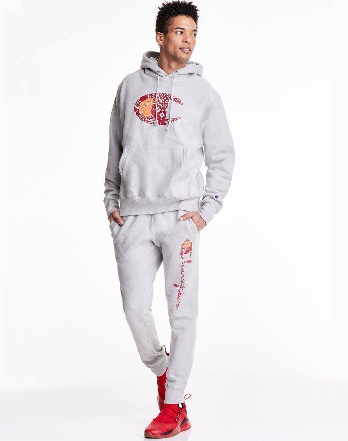 Champion Reverse Weave Bandana C Logo Hoodie Herr Grå | 5690241-ZA