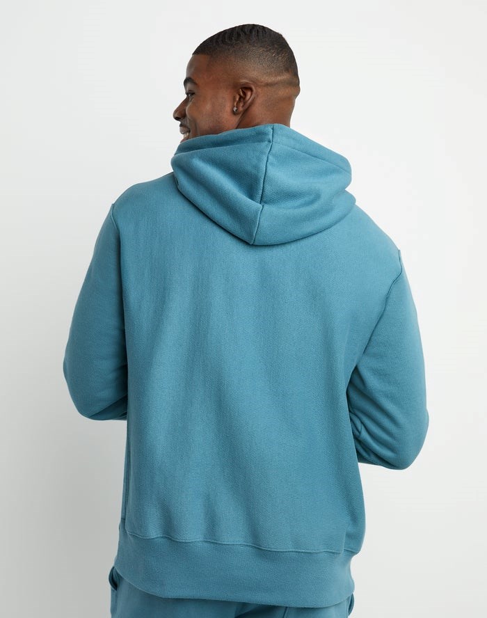 Champion Reverse Weave C Logo Hoodie Herr Blå | 0587123-OH