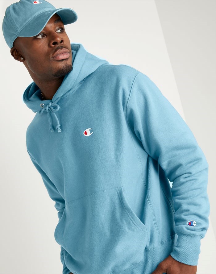 Champion Reverse Weave C Logo Hoodie Herr Blå | 0587123-OH