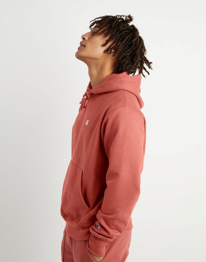 Champion Reverse Weave C Logo Hoodie Herr Korall | 2013895-OM