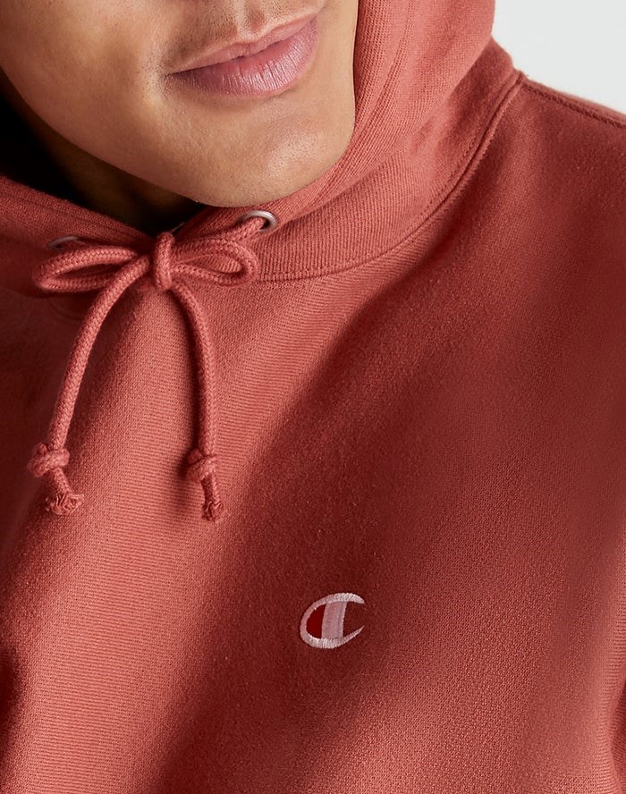 Champion Reverse Weave C Logo Hoodie Herr Korall | 2013895-OM