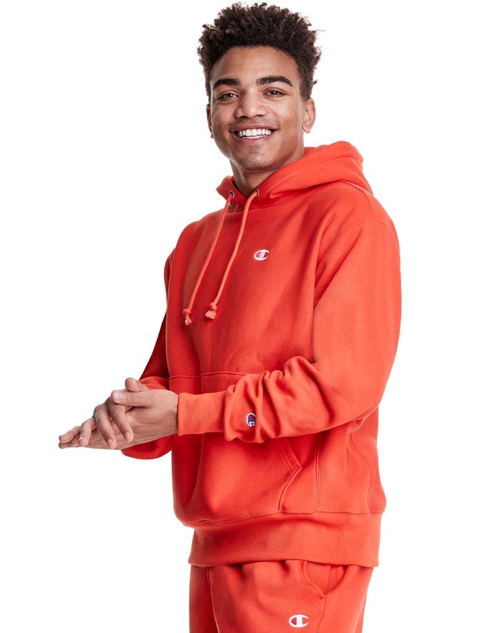 Champion Reverse Weave C Logo Hoodie Herr Orange | 2579603-XO