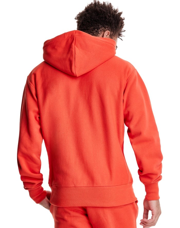 Champion Reverse Weave C Logo Hoodie Herr Orange | 2579603-XO