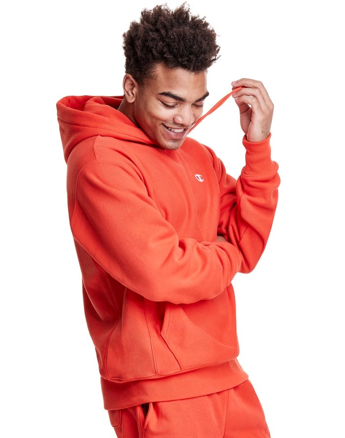 Champion Reverse Weave C Logo Hoodie Herr Orange | 2579603-XO