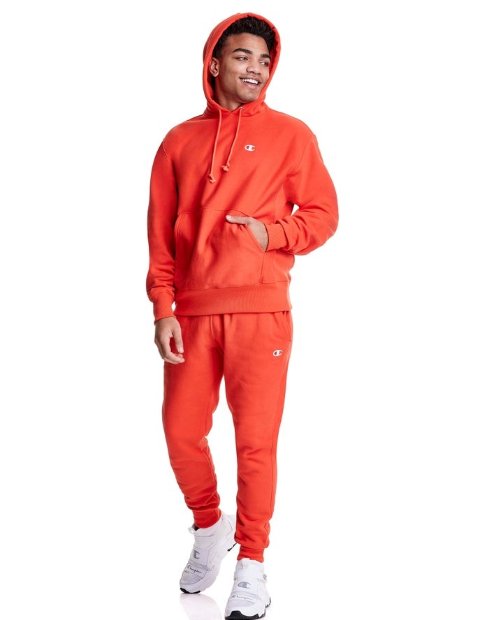 Champion Reverse Weave C Logo Hoodie Herr Orange | 2579603-XO