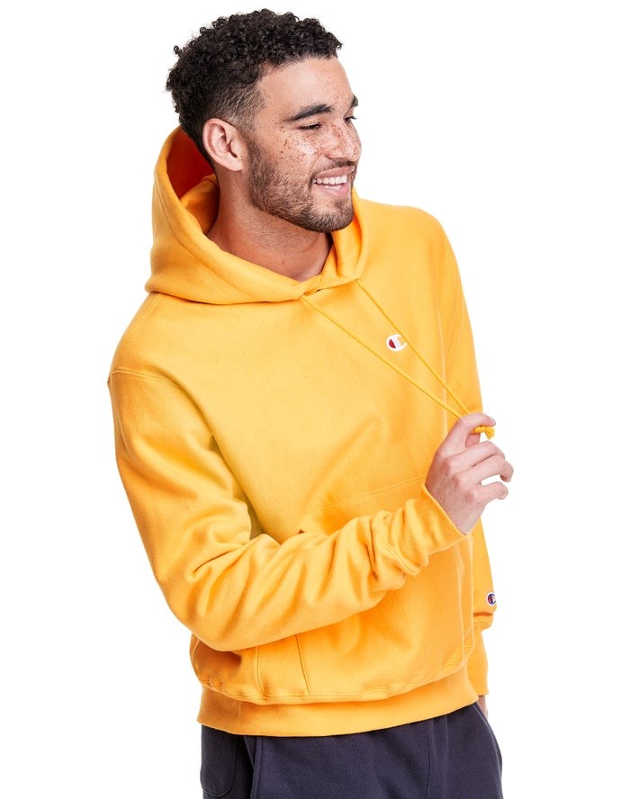 Champion Reverse Weave C Logo Hoodie Herr Gula | 3189640-XW