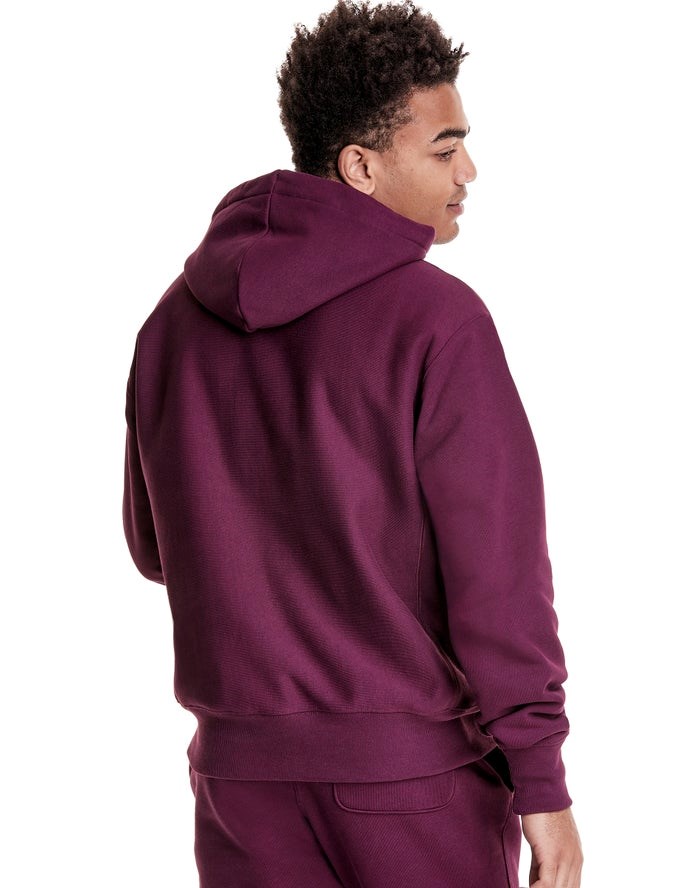 Champion Reverse Weave C Logo Hoodie Herr Mörklila | 3827605-ZI