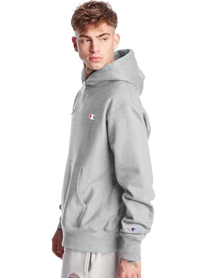 Champion Reverse Weave C Logo Hoodie Herr Grå | 9135862-LC