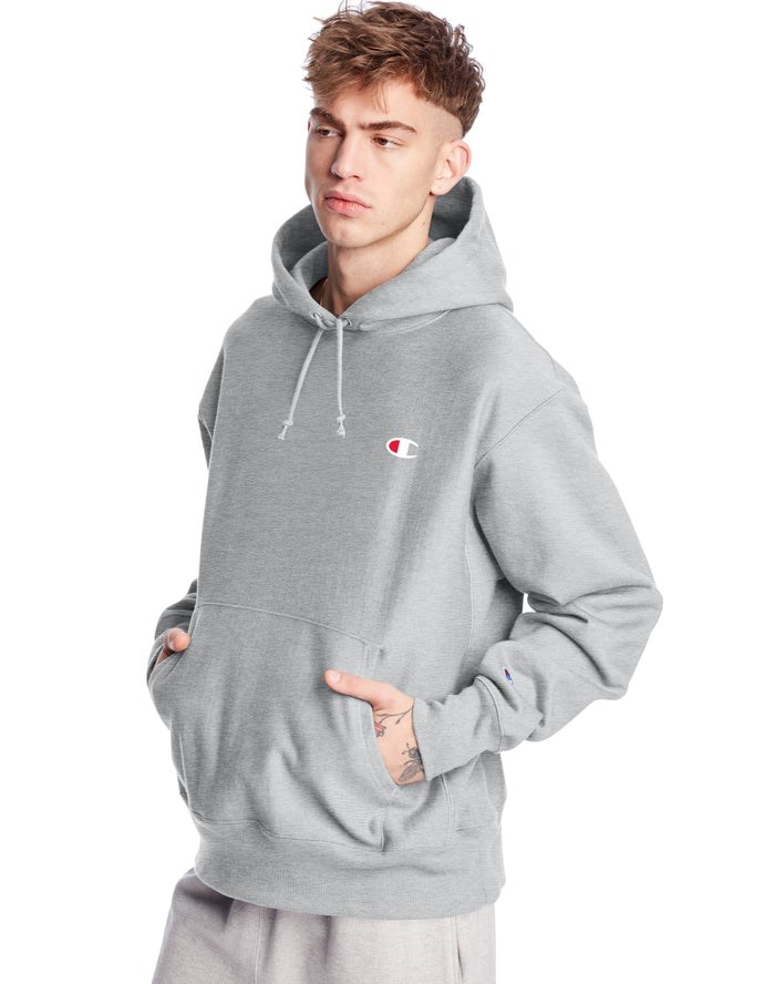 Champion Reverse Weave C Logo Hoodie Herr Grå | 9135862-LC