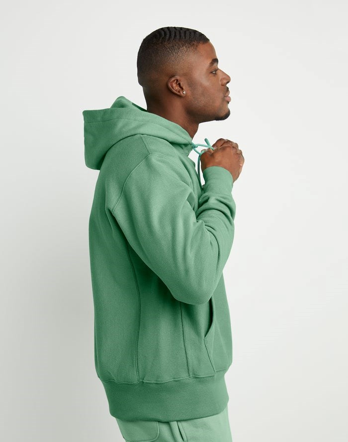 Champion Reverse Weave C Logo Hoodie Herr Gröna | 9580173-PV