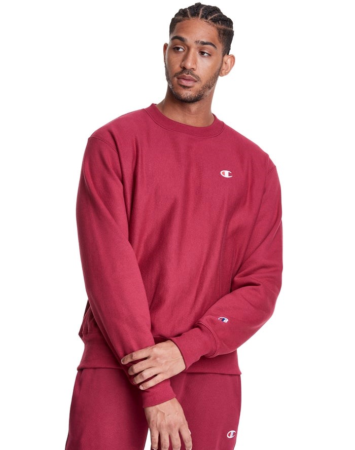 Champion Reverse Weave Crew Tröjor Herr Röda | 3826041-RJ