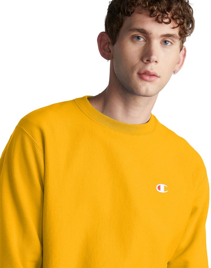 Champion Reverse Weave Crew Tröjor Herr Gula | 6085472-LN