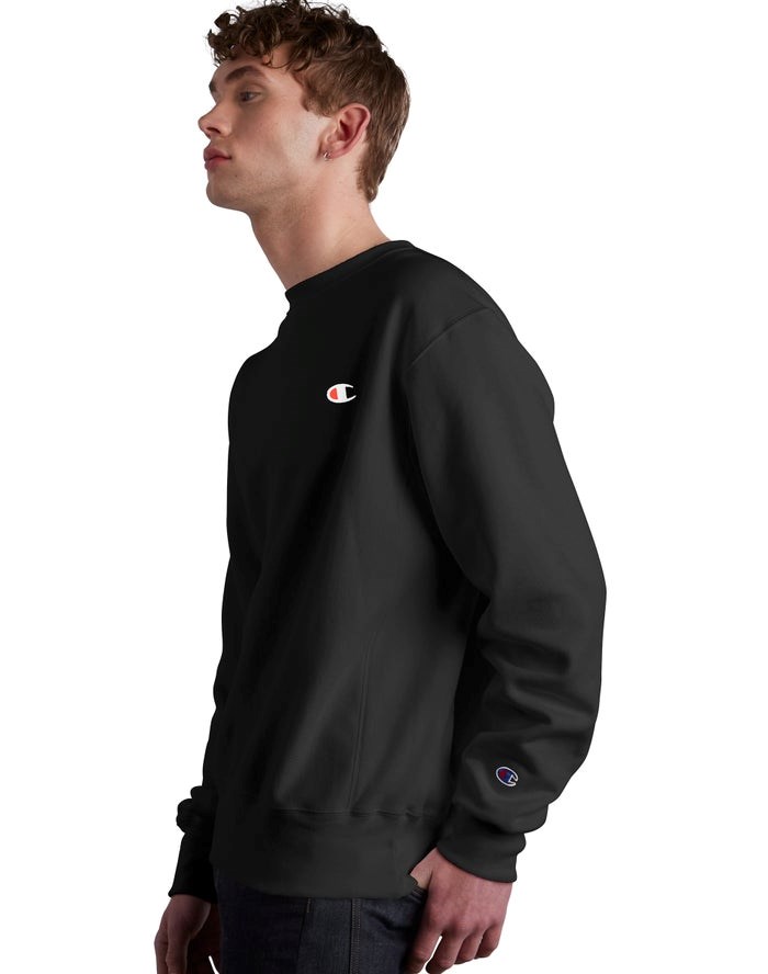 Champion Reverse Weave Crew Tröjor Herr Svarta | 6547928-BR