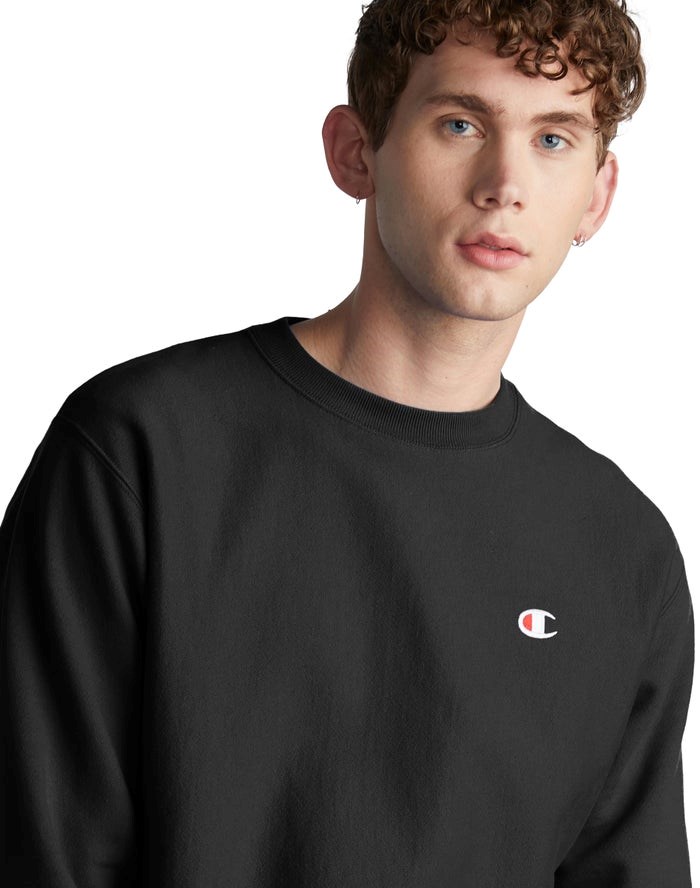 Champion Reverse Weave Crew Tröjor Herr Svarta | 6547928-BR