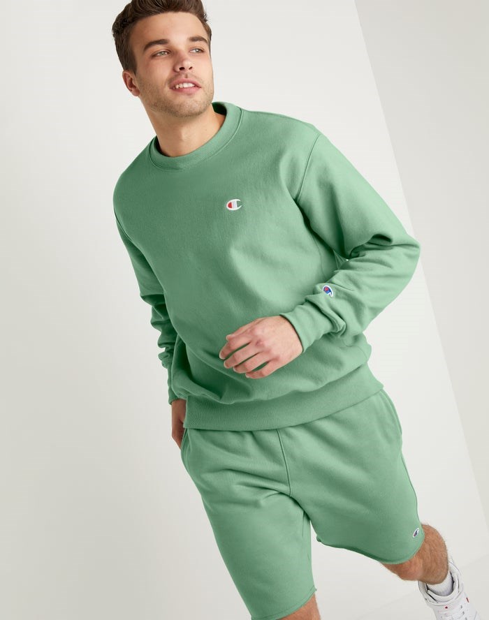 Champion Reverse Weave Crew Tröjor Herr Gröna | 8026593-FG