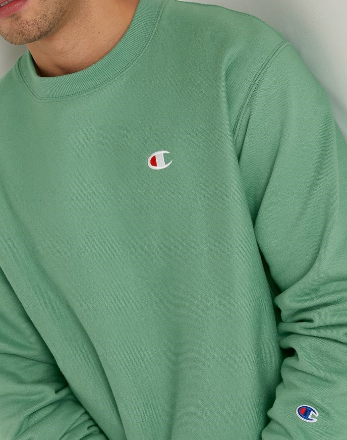 Champion Reverse Weave Crew Tröjor Herr Gröna | 8026593-FG