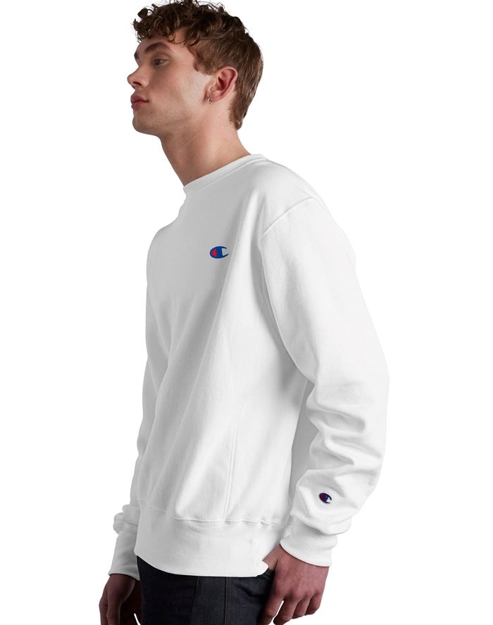 Champion Reverse Weave Crew Tröjor Herr Vita | 8053721-XK