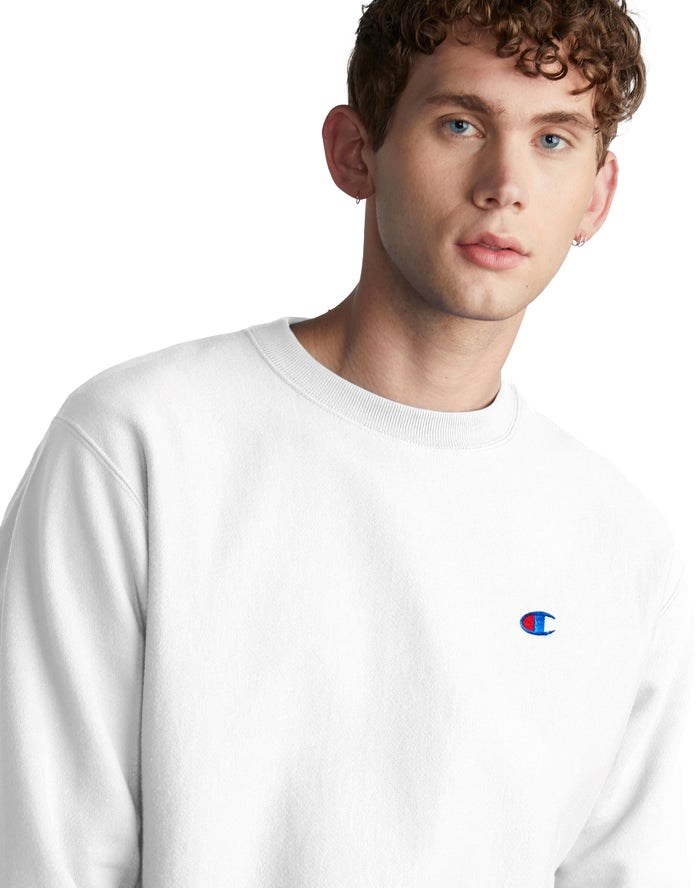 Champion Reverse Weave Crew Tröjor Herr Vita | 8053721-XK