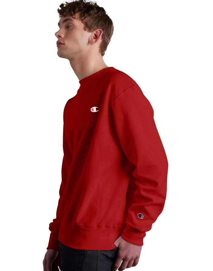 Champion Reverse Weave Crew Tröjor Herr Röda | 9648170-WE