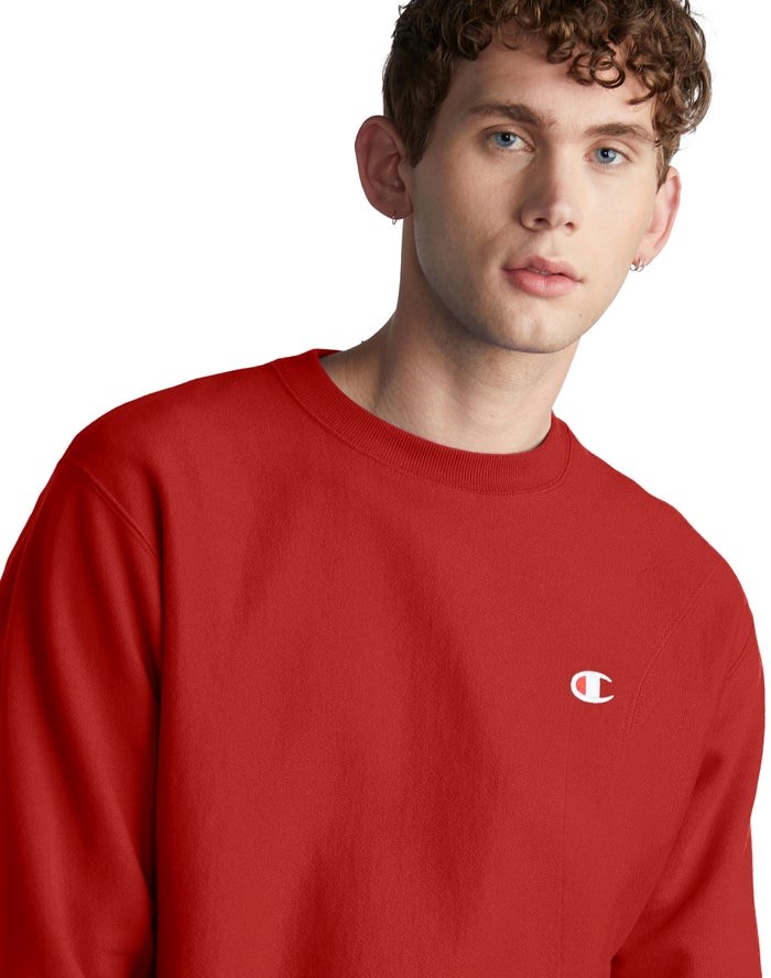 Champion Reverse Weave Crew Tröjor Herr Röda | 9648170-WE