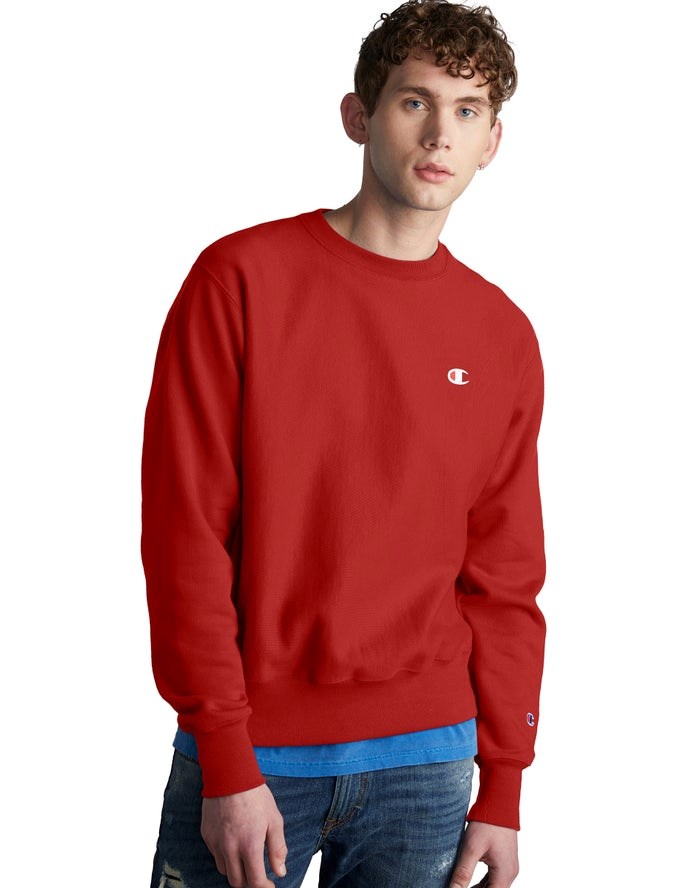 Champion Reverse Weave Crew Tröjor Herr Röda | 9648170-WE