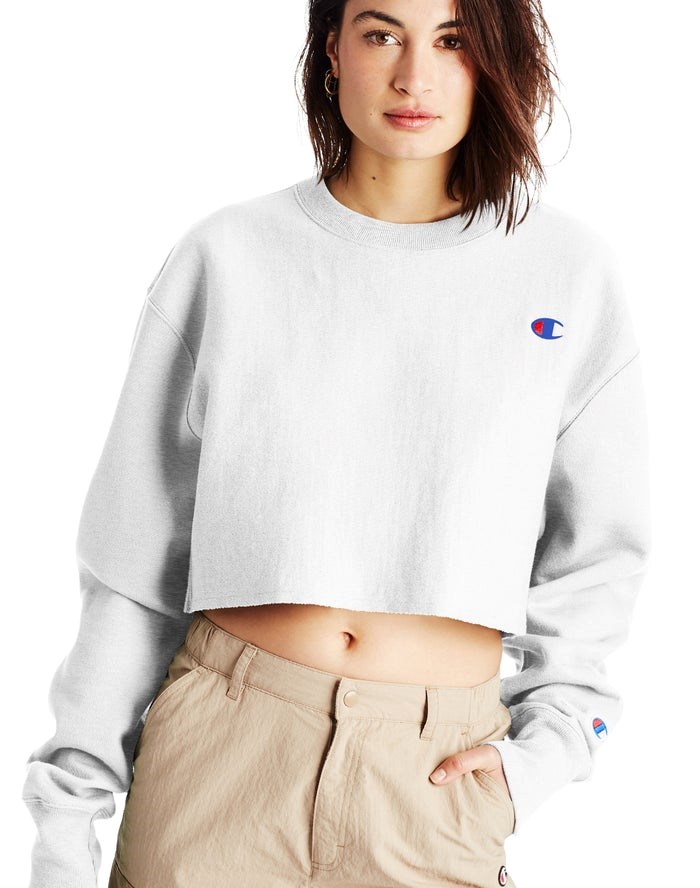 Champion Reverse Weave Cropped Cut-Off Crew T-shirt Dam Grå | 8215340-HR