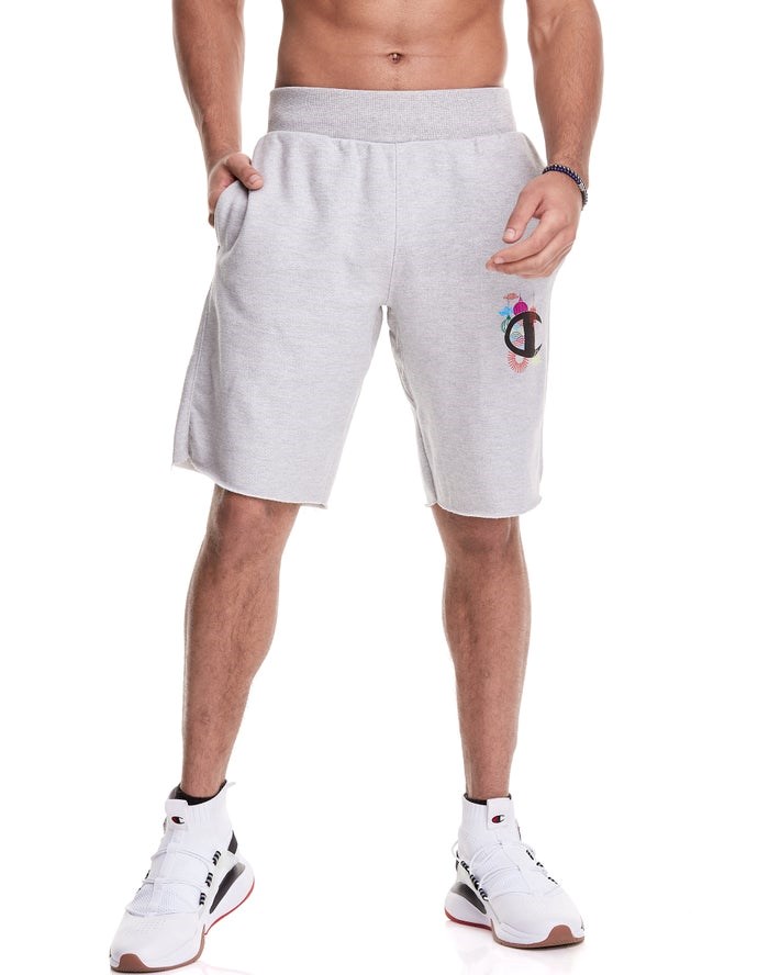 Champion Reverse Weave Cut-Off Lunar C With Lanterns Shorts Herr Grå | 9643780-FI