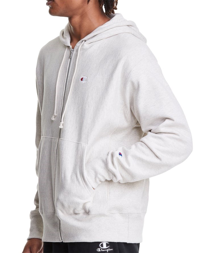 Champion Reverse Weave Full Zip C Logo Hoodie Herr Vita | 6703512-SE