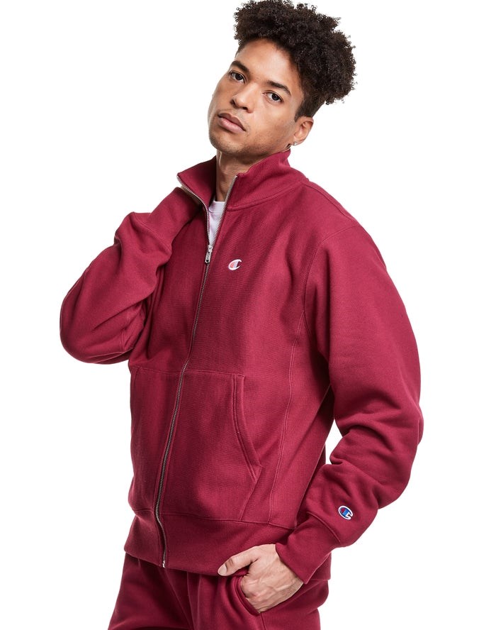 Champion Reverse Weave Full Zip Mock Neck Tröjor Herr Röda | 8962135-RK