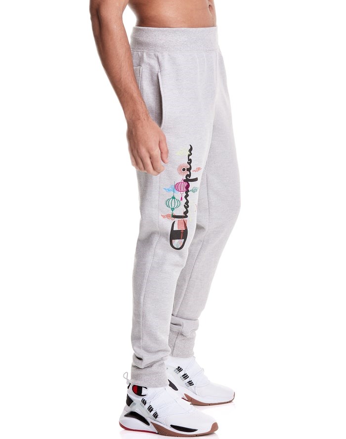 Champion Reverse Weave Lunar C With Lanterns Sweatpants Herr Grå | 1059723-DW