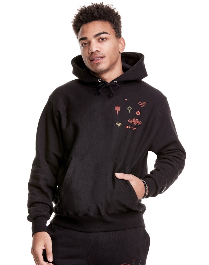 Champion Reverse Weave Lunar New Year Hoodie Herr Svarta | 7931250-YQ