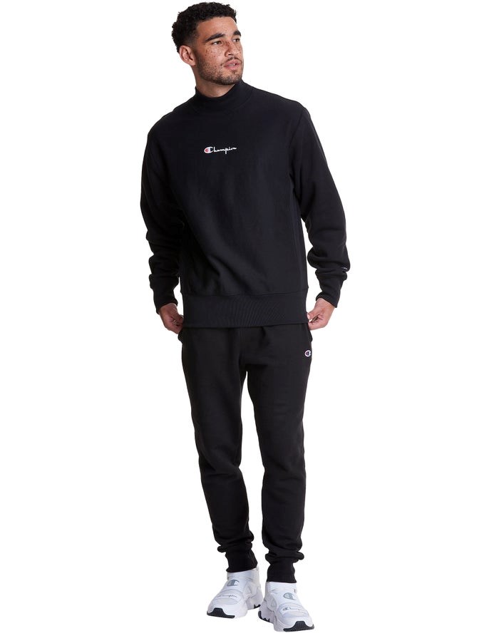 Champion Reverse Weave Mock Neck Crew Tröjor Herr Svarta | 3291657-VQ