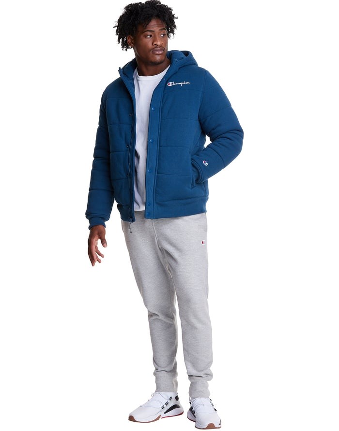 Champion Reverse Weave Puffer Sweatpants Herr Blå | 2531687-BO